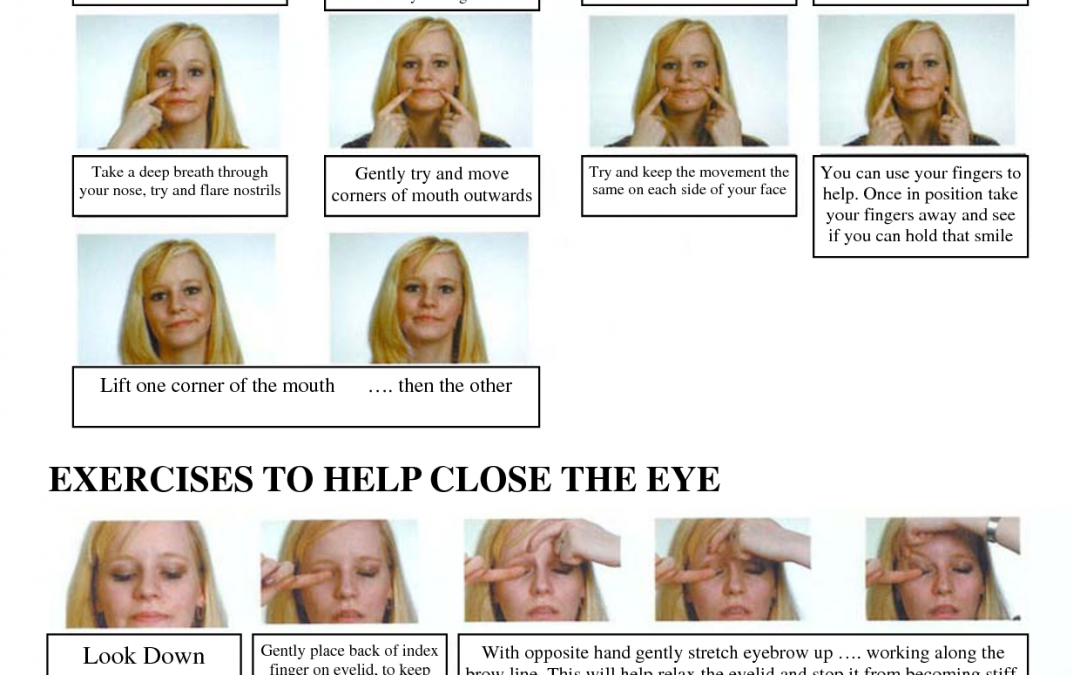 Facial palsy exercise sheet from the clinic